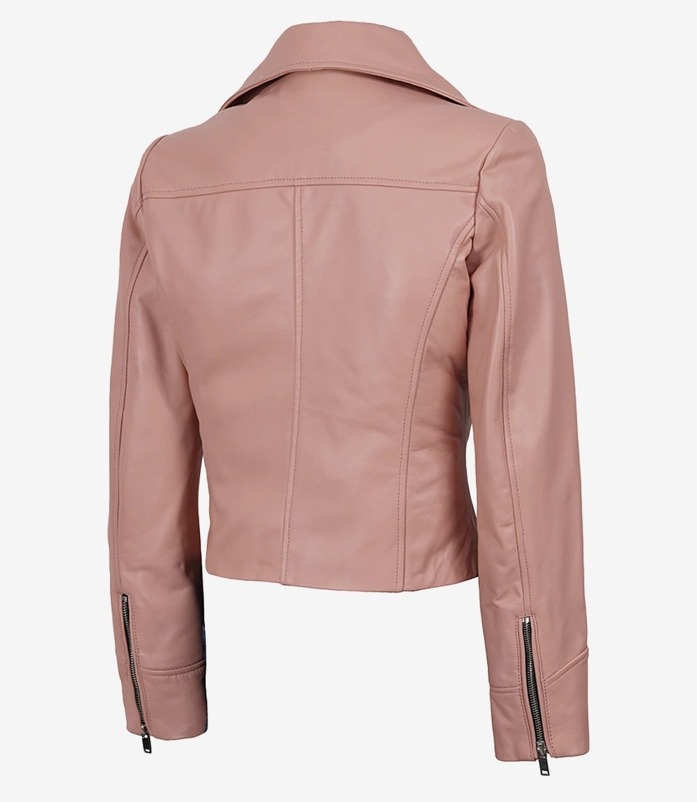 Blush — women's pink genuine leather jacket, back view | Not A Gentleman